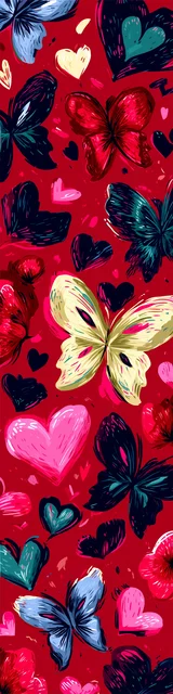 Free butterfly bookmarks of a butterfly with bright red theme